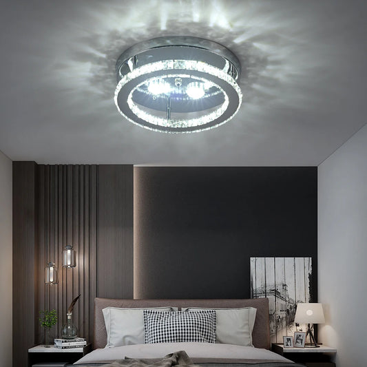 Crystal Chandelier Lighting Mirror Rings  Ceiling Lamp