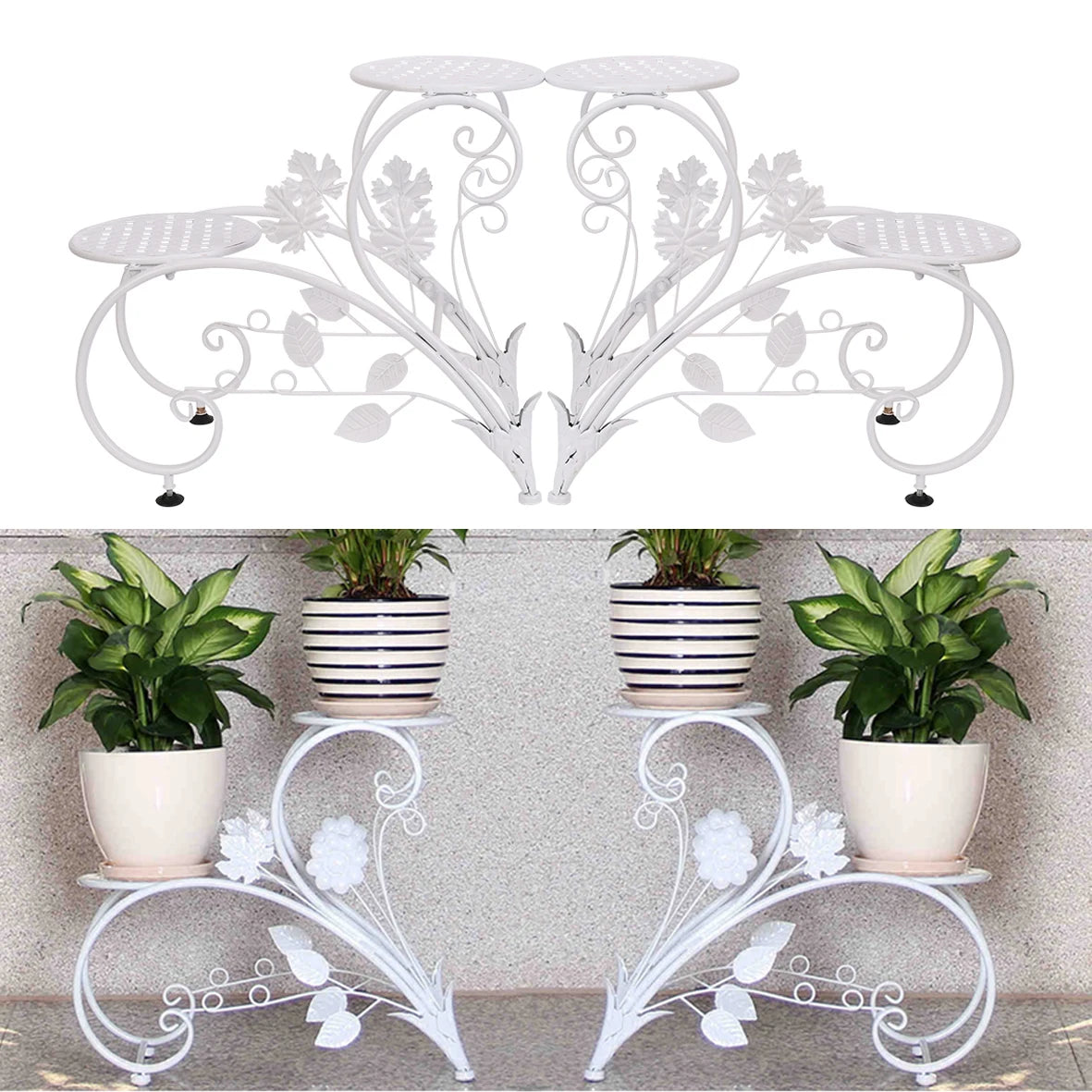 2PCS Classic Tall Plant Stand Art Flower Pot