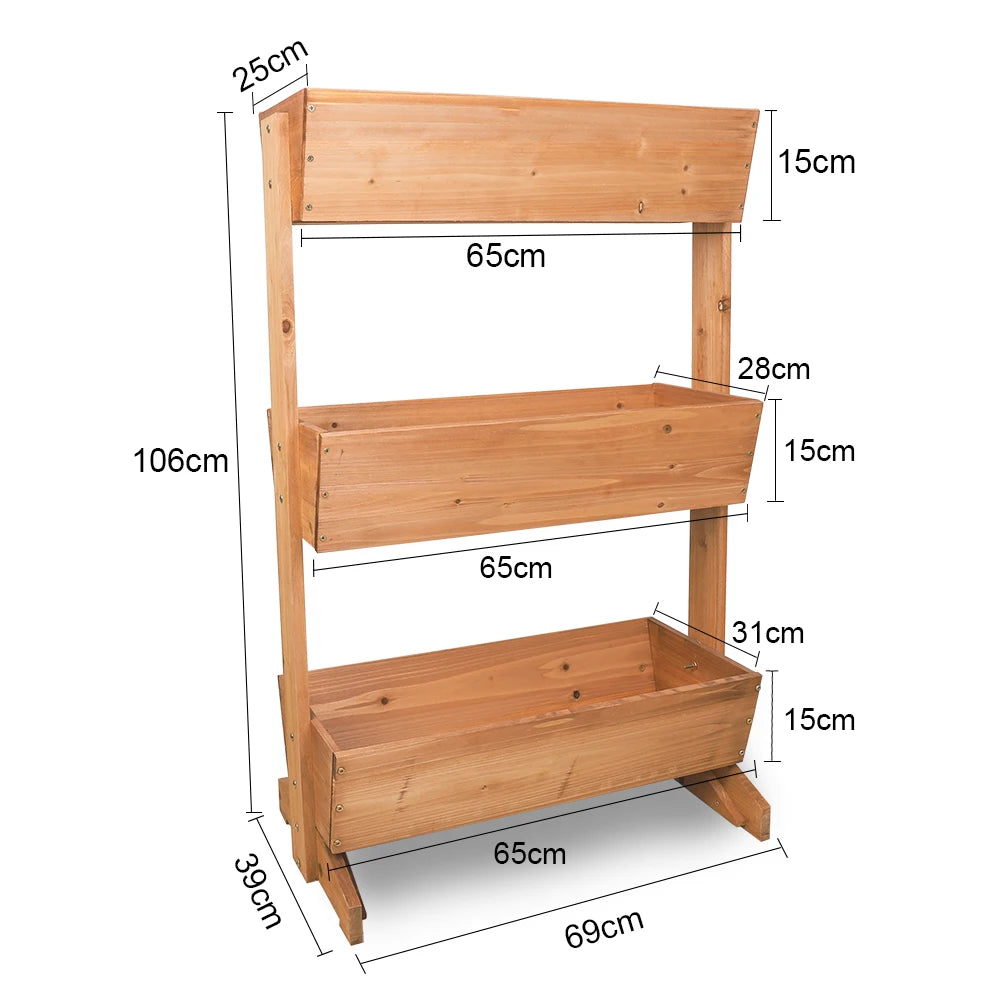 3 Tier Wooden Vertical Raised Garden Bed