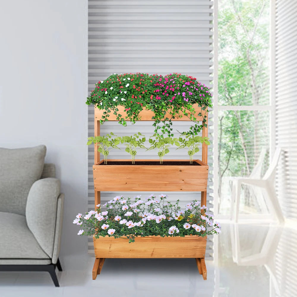 3 Tier Wooden Vertical Raised Garden Bed