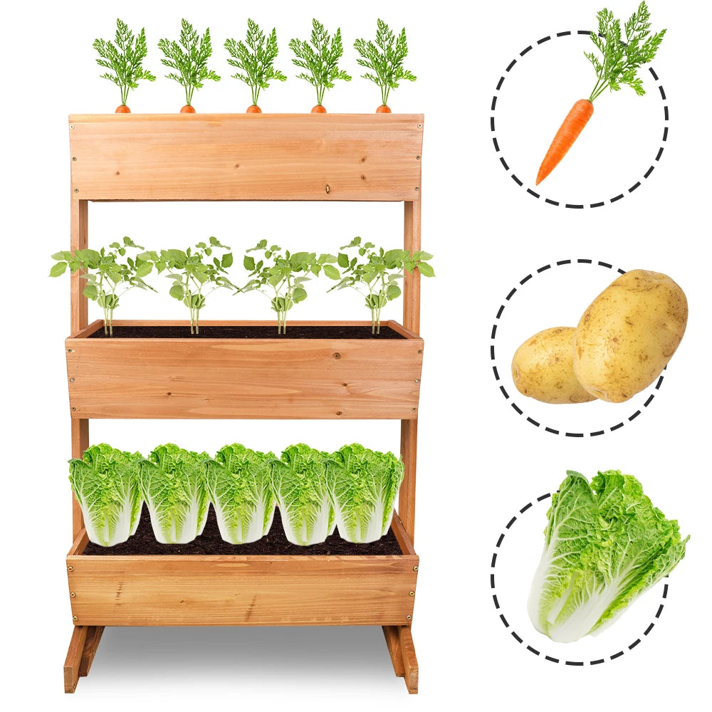 3 Tier Wooden Vertical Raised Garden Bed