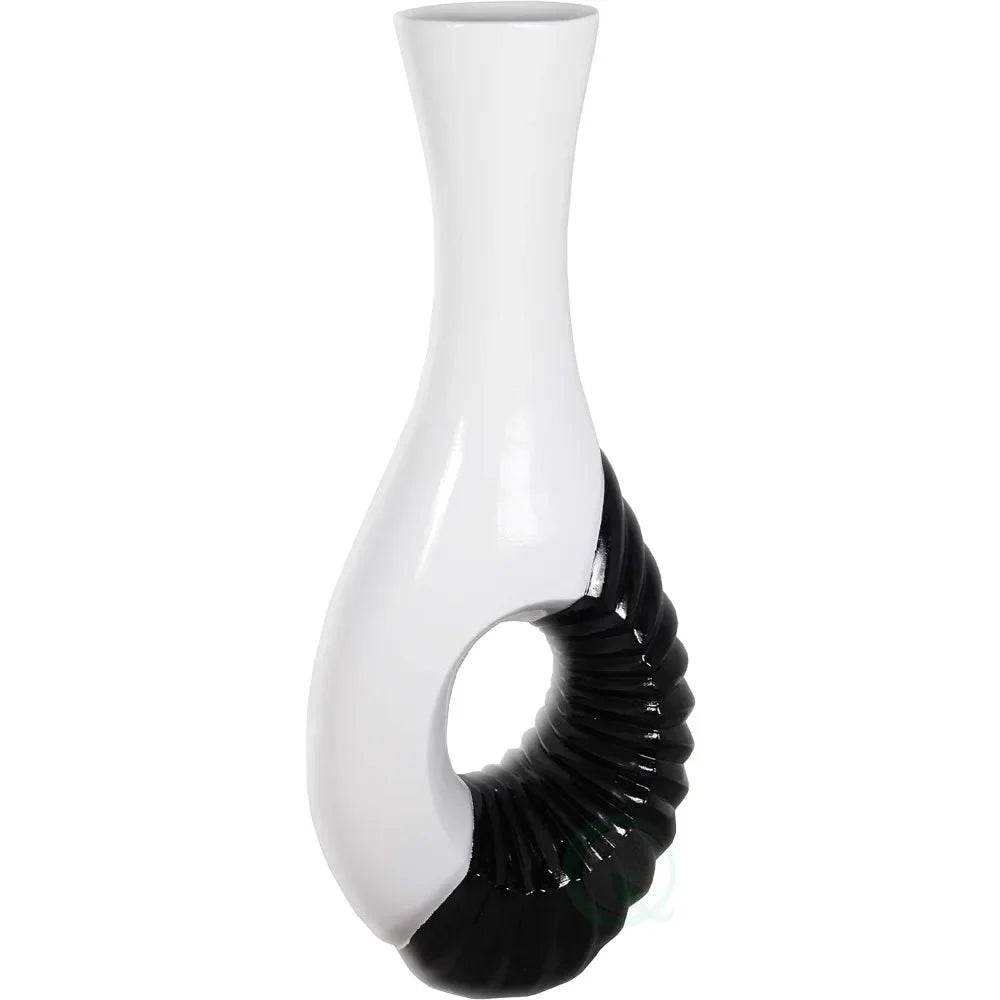 Modern Black and White Large Floor Vase