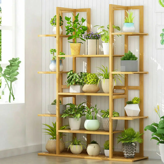 Bamboo Plant Stand Corner Shelf