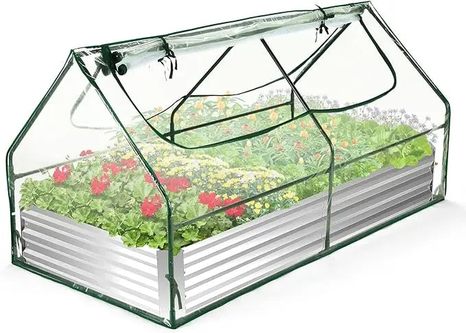 Metal Raised Garden Bed with Greenhouse