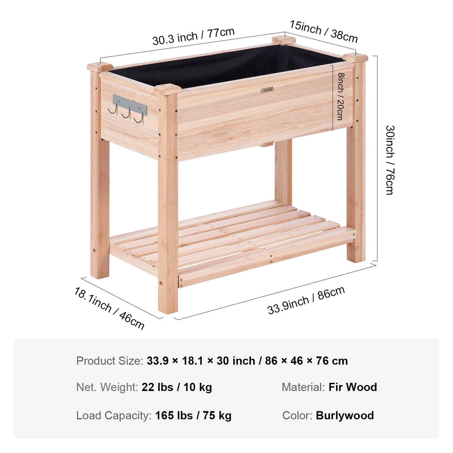 Wooden Raised Garden Bed Planter Box Elevated/Floor