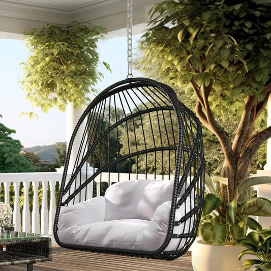 Foldable Hanging Basket Chairs W/Stand Rattan Hammock Chairs