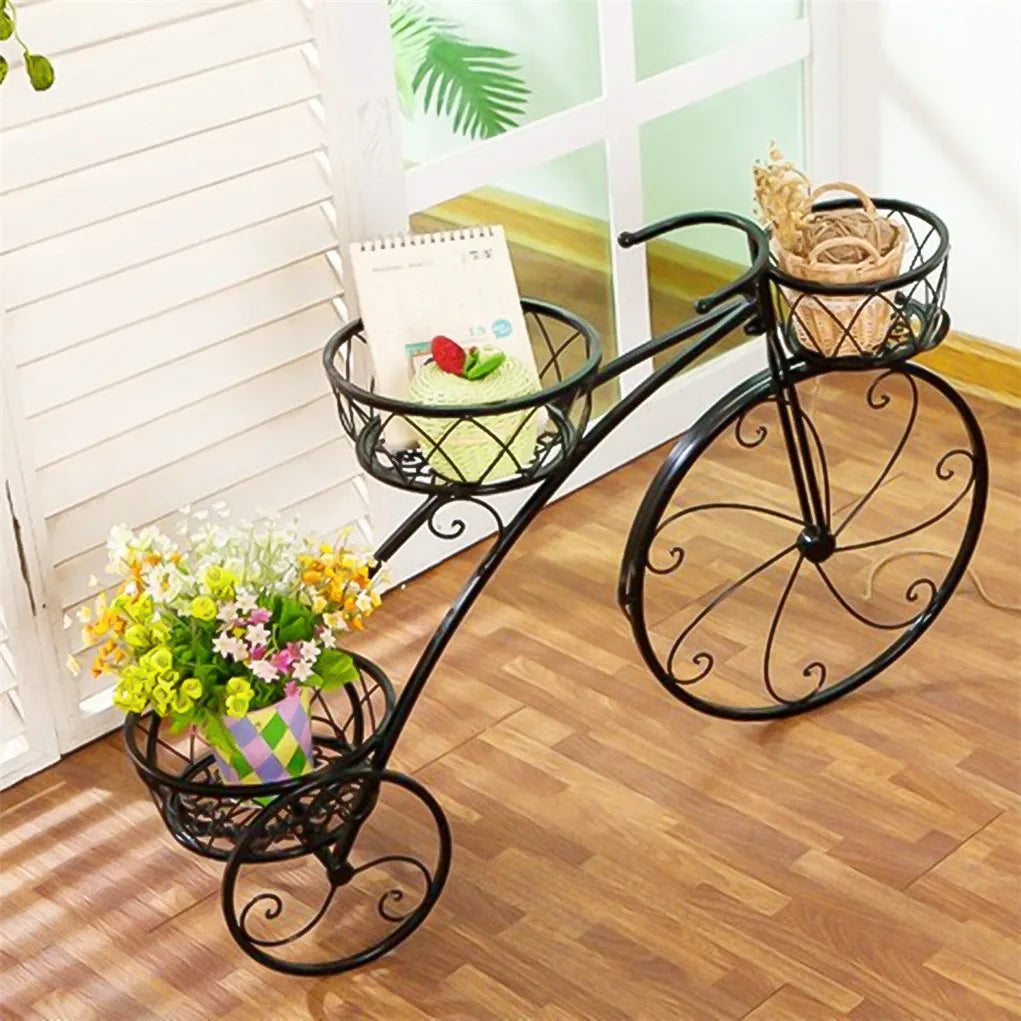 Wrought Iron Tricycle Planter Home Garden Patio Decor