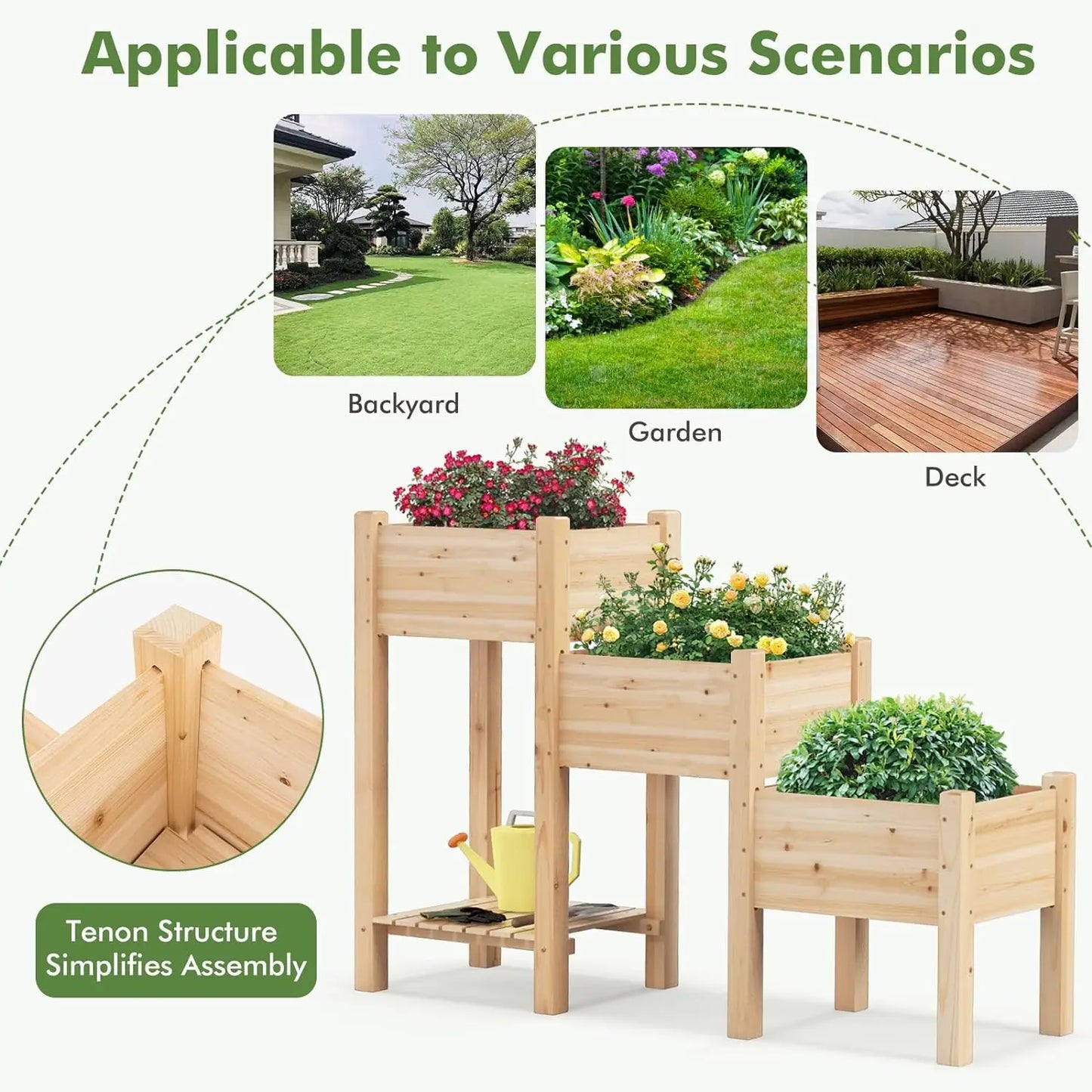 Comfort corner  3-Tier Wooden Raised Garden Bed