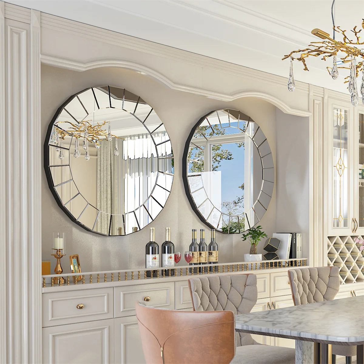 Large Round Decorative Mirrors for Wall Decor - Serenity Syngery Shop 