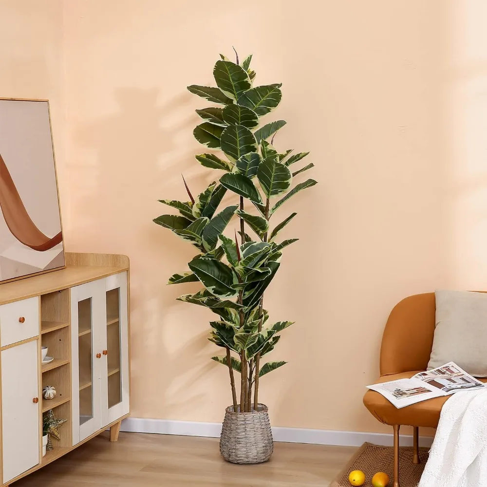 Tall Faux Ficus Tree Potted Fake Tropical Plants