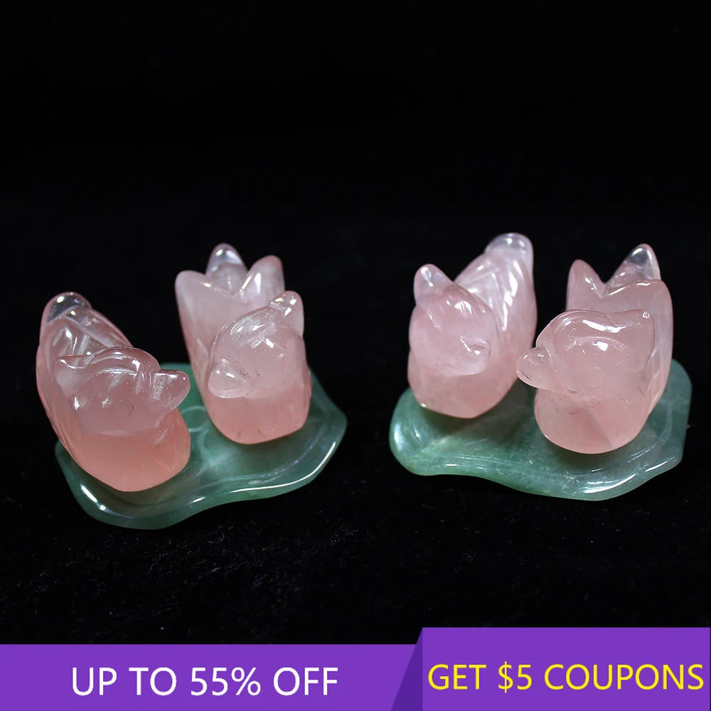 A Pair Natural Pink Rose Quartz Mandarin Duck - Serenity Syngery Shop 