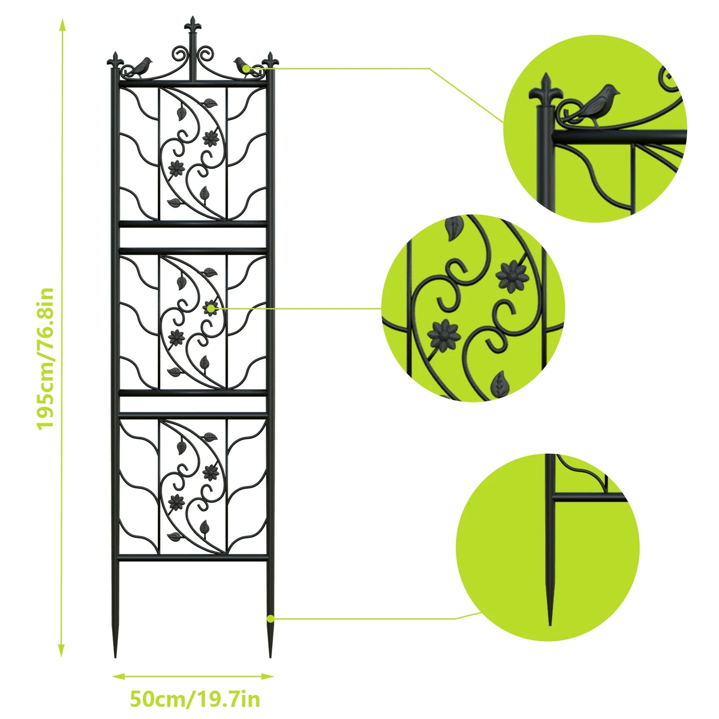 2x Tall Thick Metal Garden Trellis