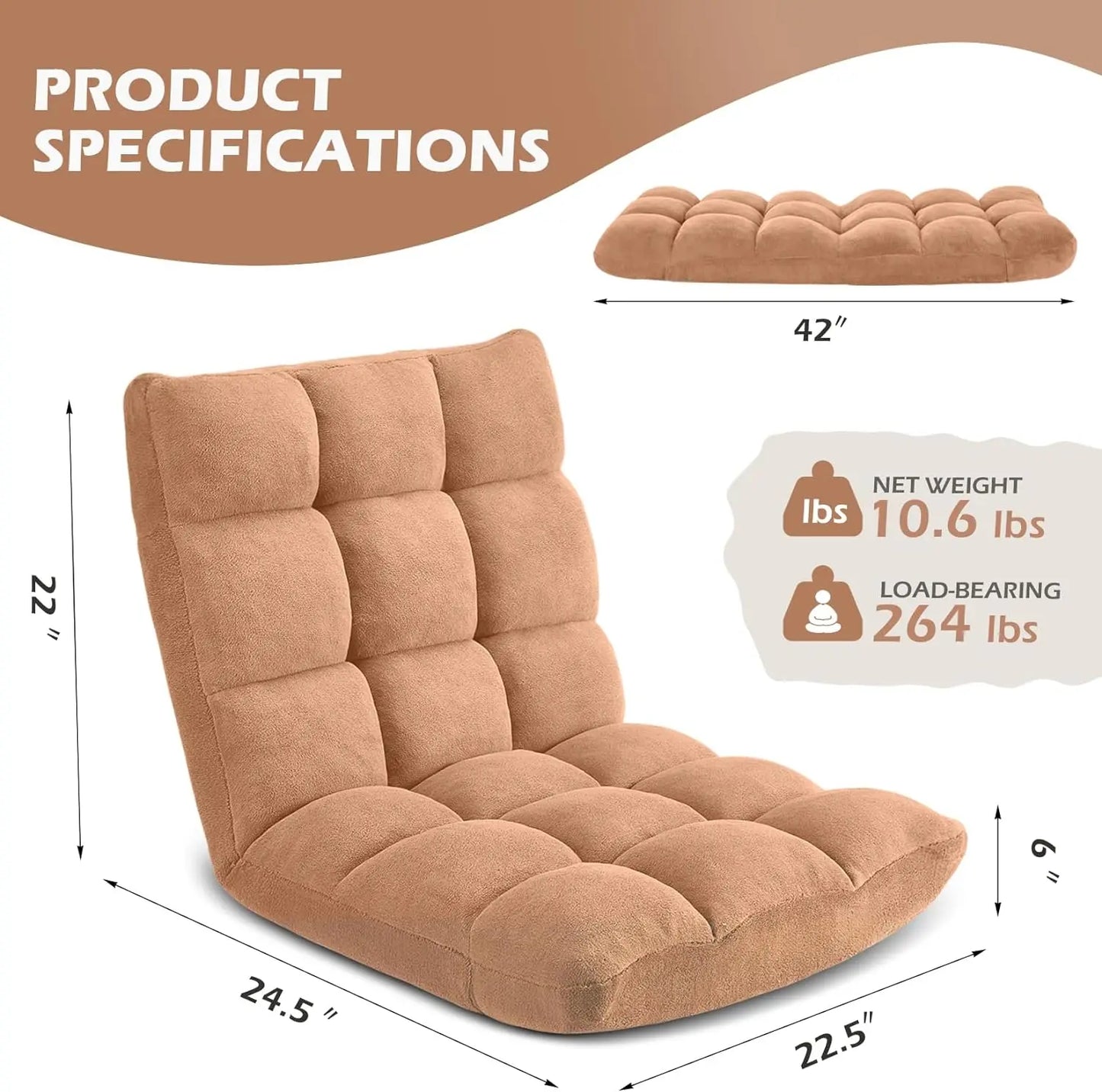 Floor Gaming Chair Cushioned Adjustable Lazy Sofa Chair