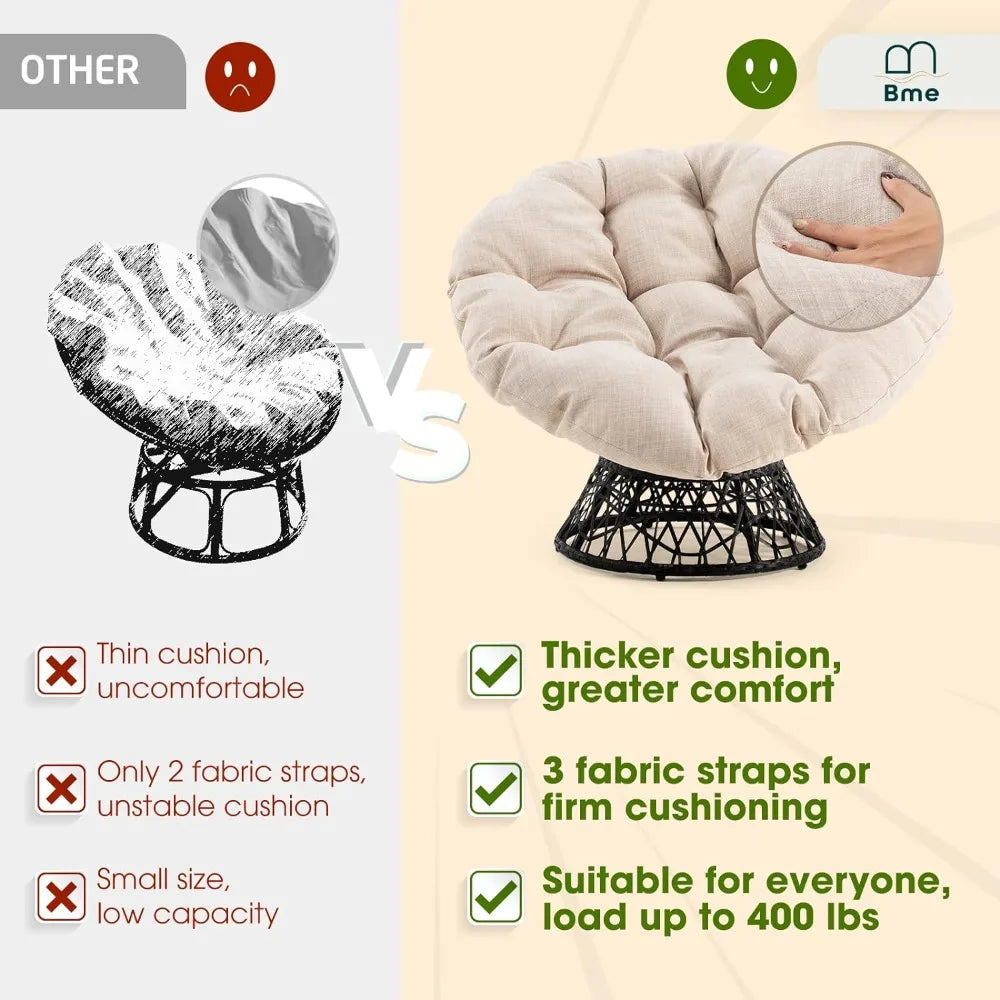 Wicker Chair with Soft Thick Density Fabric Cushion