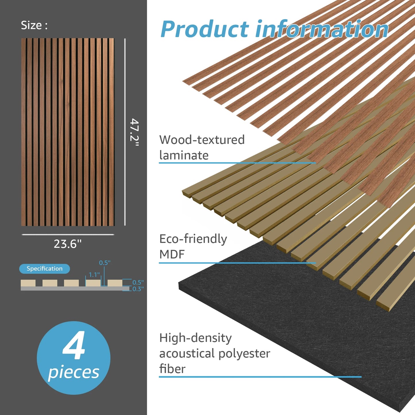 Wood Slat Acoustic Panel Home Decoration