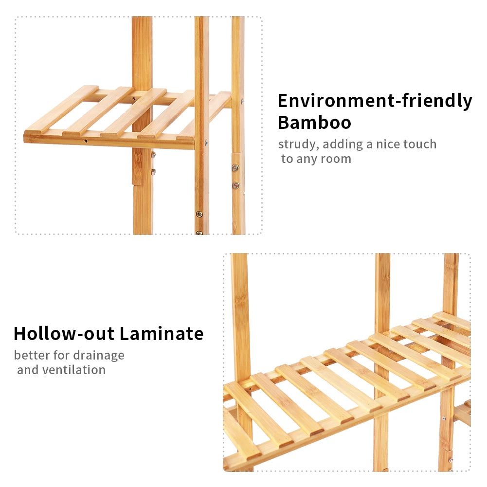 Bamboo Plant Stand Corner Shelf