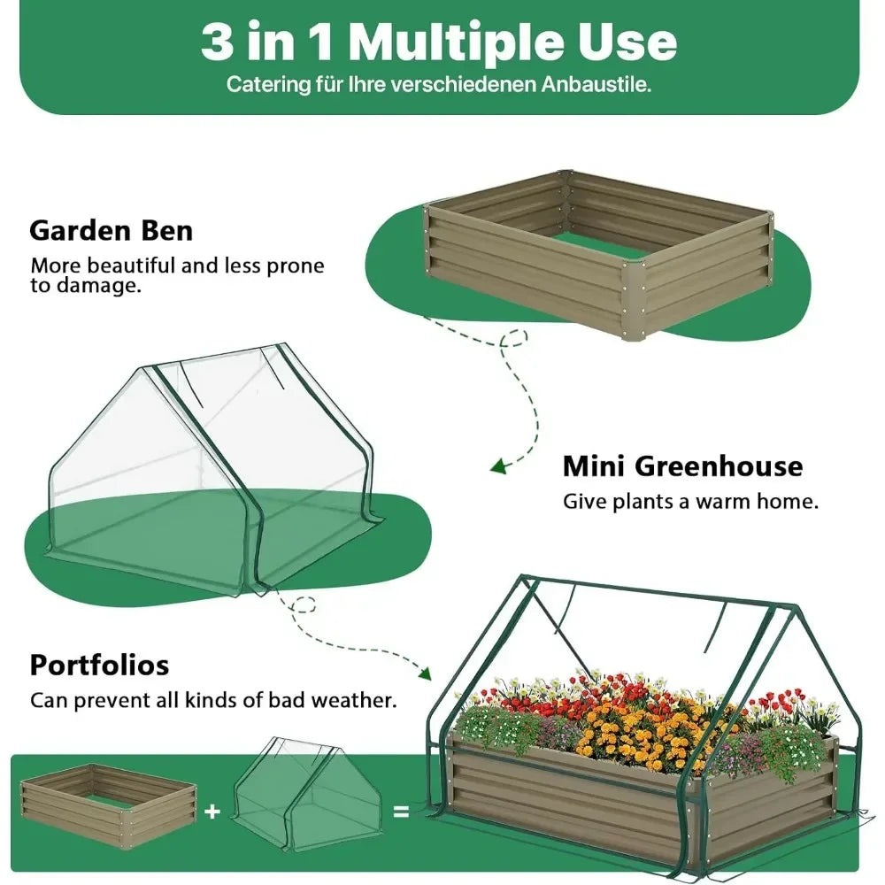 Metal Raised Garden Bed with Greenhouse