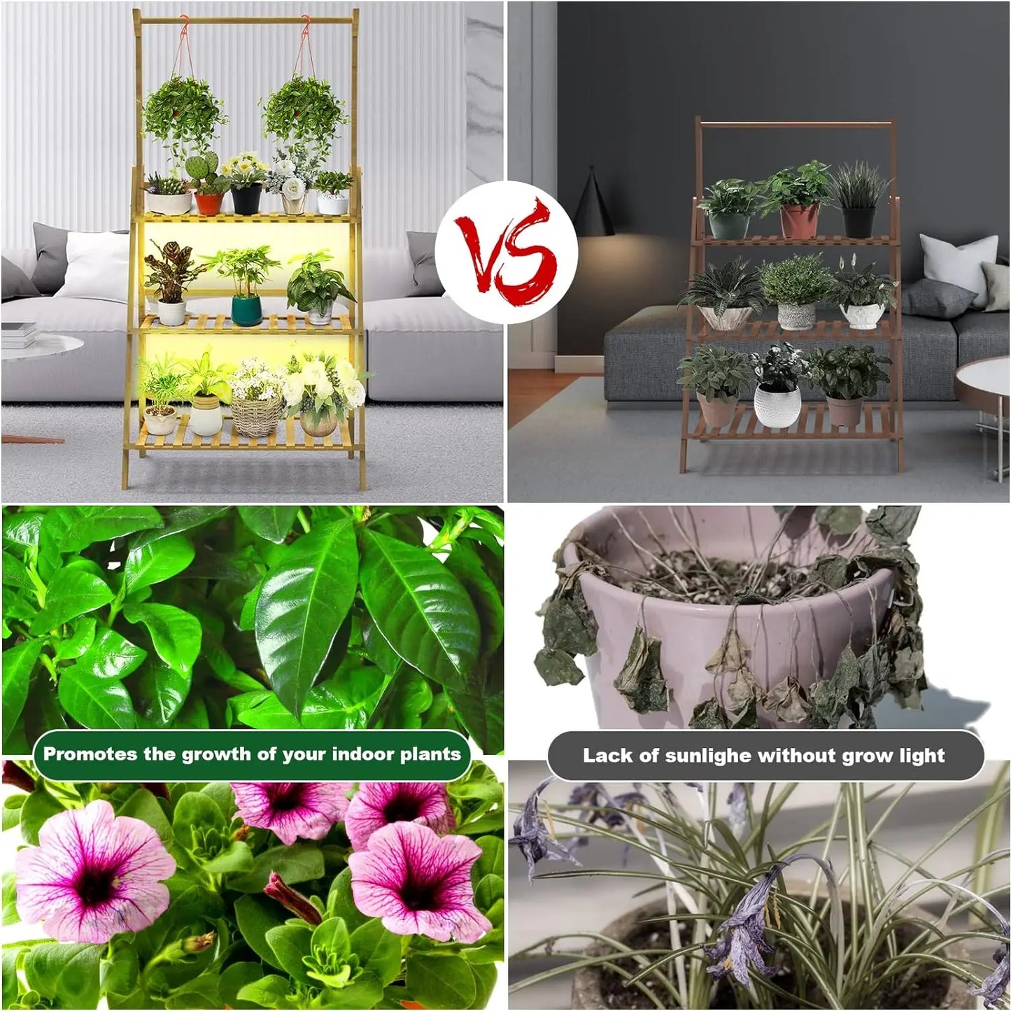 Plant Stand with Grow Lights Indoor Corner - Serenity Syngery Shop 