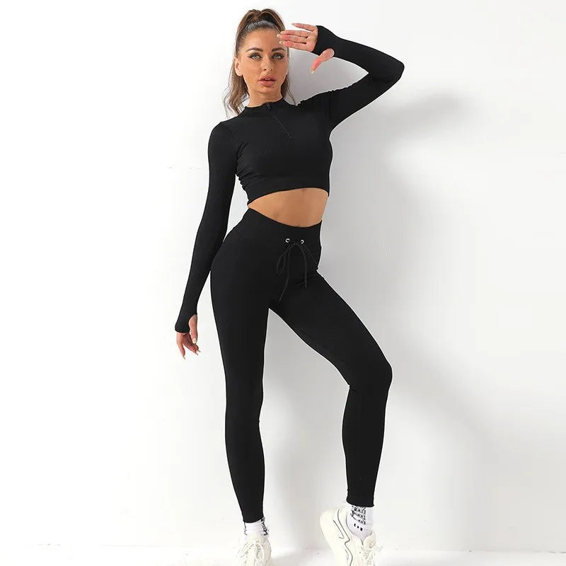 Sleeve Yoga Gym Set Women Sportswear Clothes