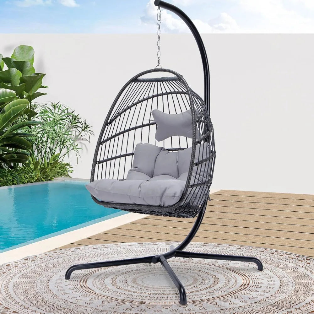 Outdoor Patio Wicker Hanging with Water Resistant Cushions