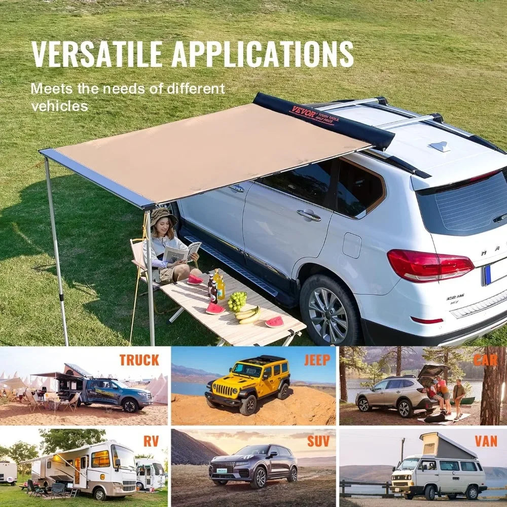 Retractable Car Side Awning With Waterproof Storage Bag