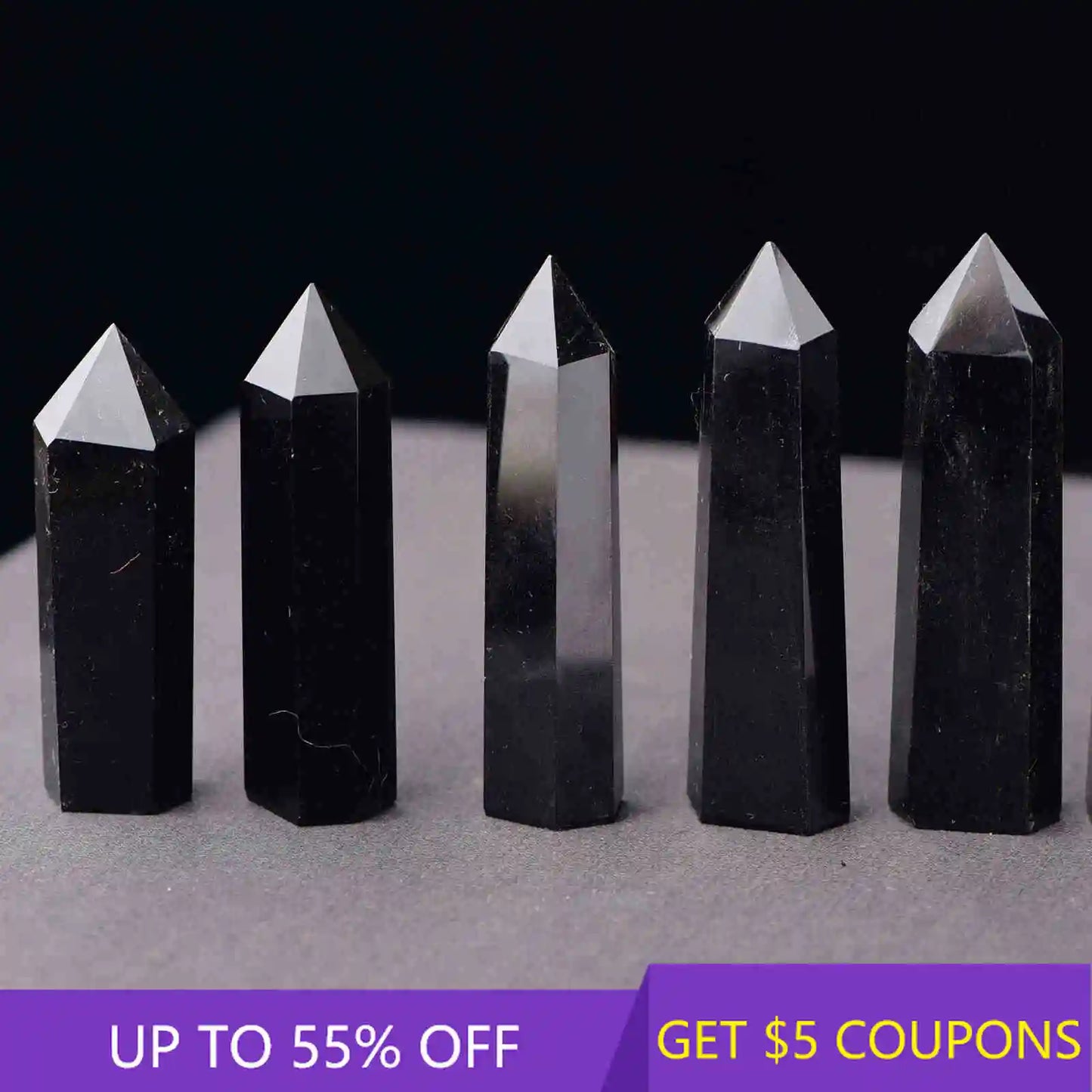 Natural Black Obsidian Quartz Crystal Point Wand