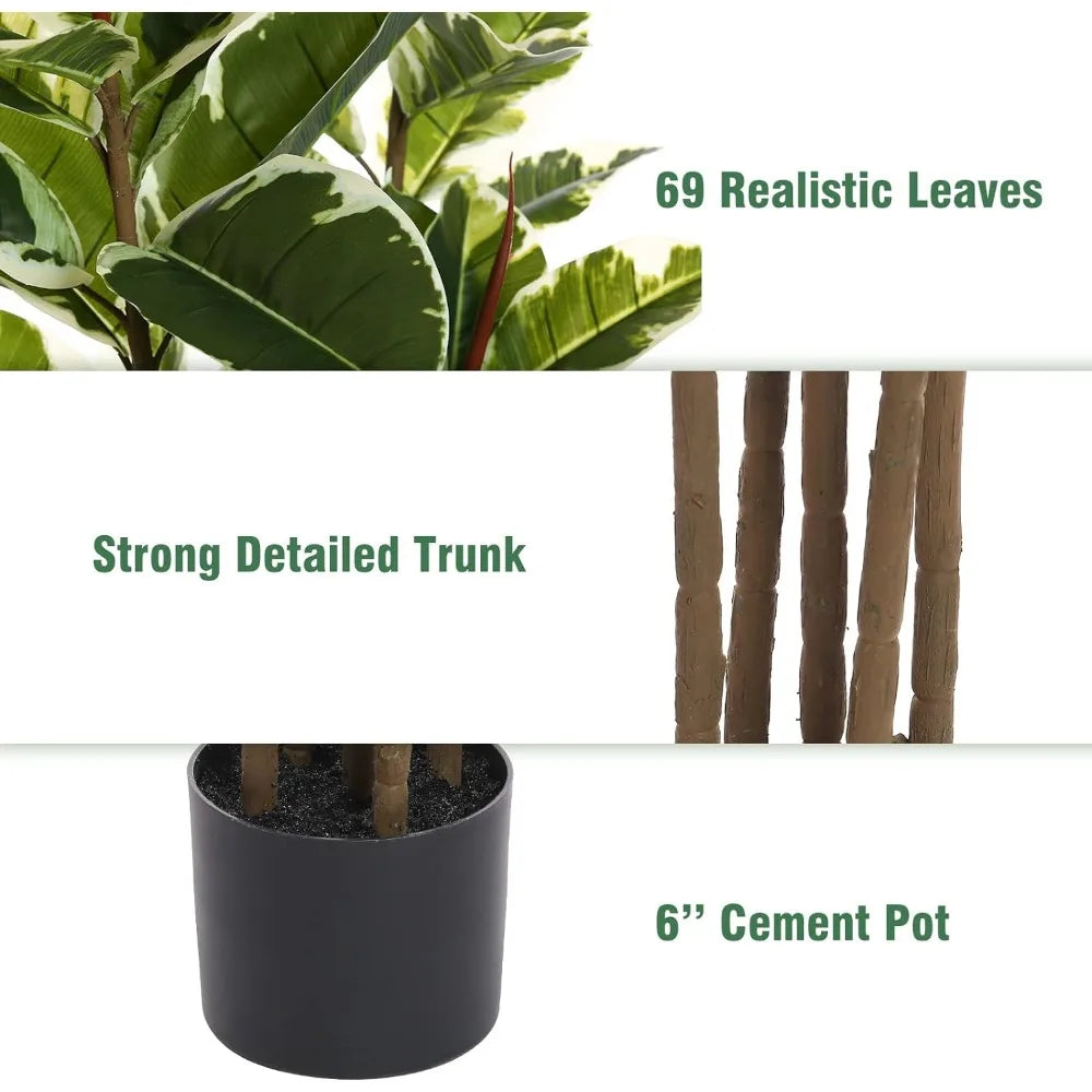 Tall Faux Ficus Tree Potted Fake Tropical Plants