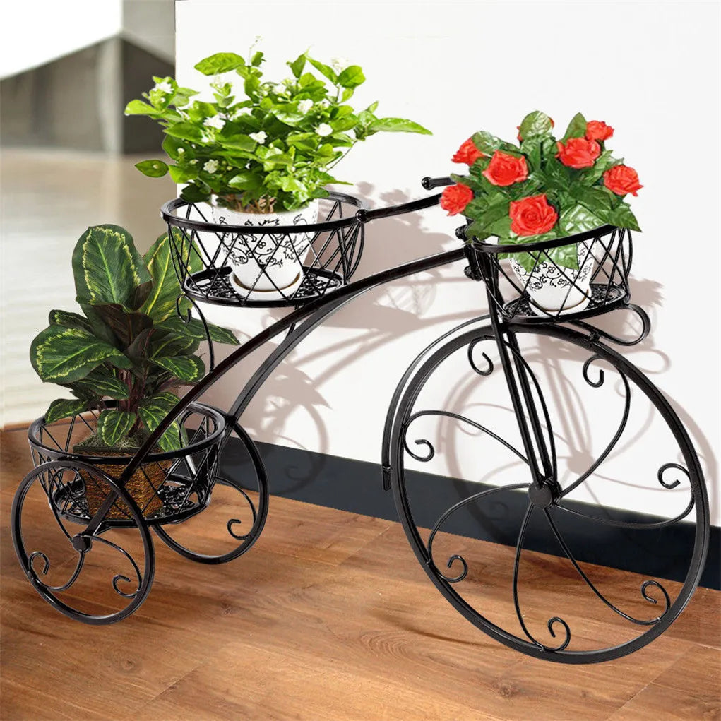 Wrought Iron Tricycle Planter Home Garden Patio Decor