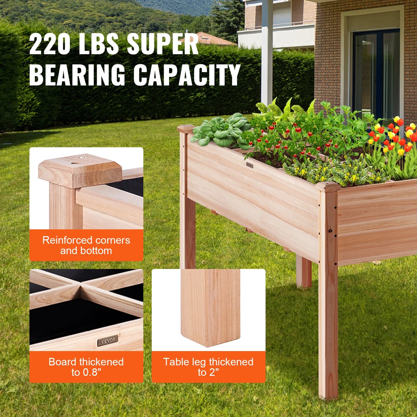 Wooden Raised Garden Bed Planter Box Elevated/Floor