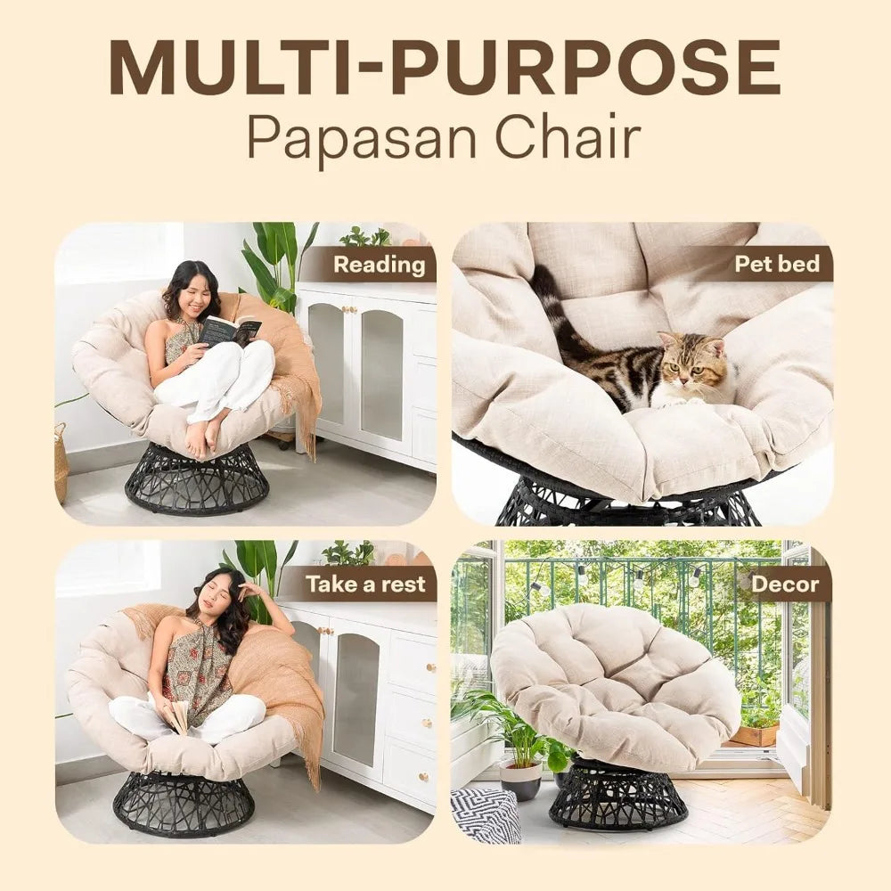 Wicker Chair with Soft Thick Density Fabric Cushion