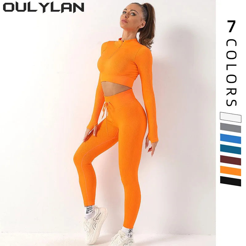 Sleeve Yoga Gym Set Women Sportswear Clothes