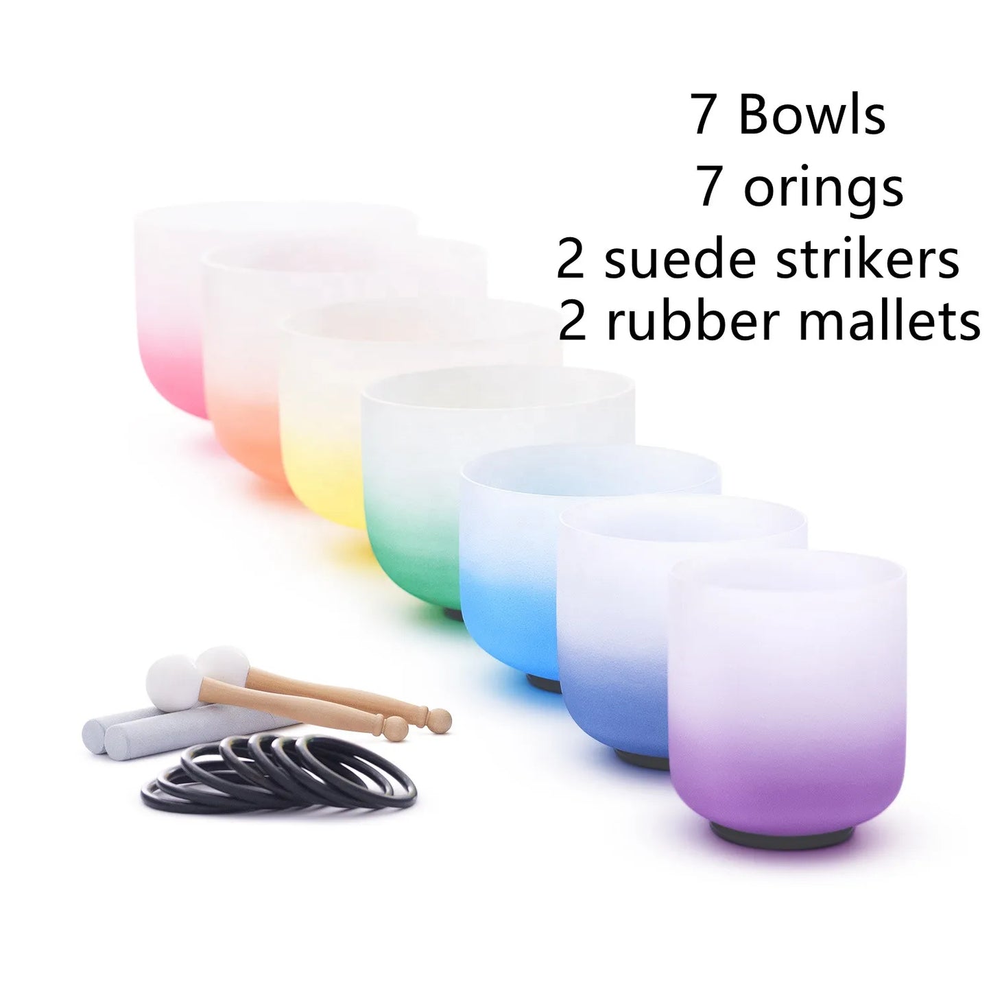 Chakra Frosted Quartz Crystal Singing Bowl