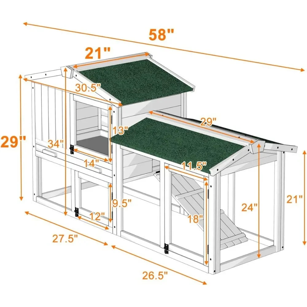 58‘’ Wooden Hen House Outdoor Backyard Garden