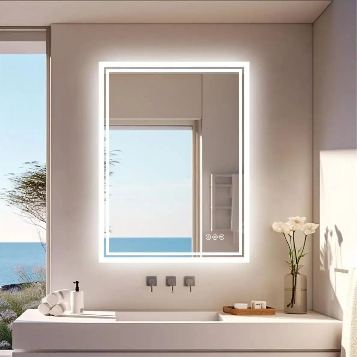 LED Light Bathroom Mirror Illuminated Wall Mounted