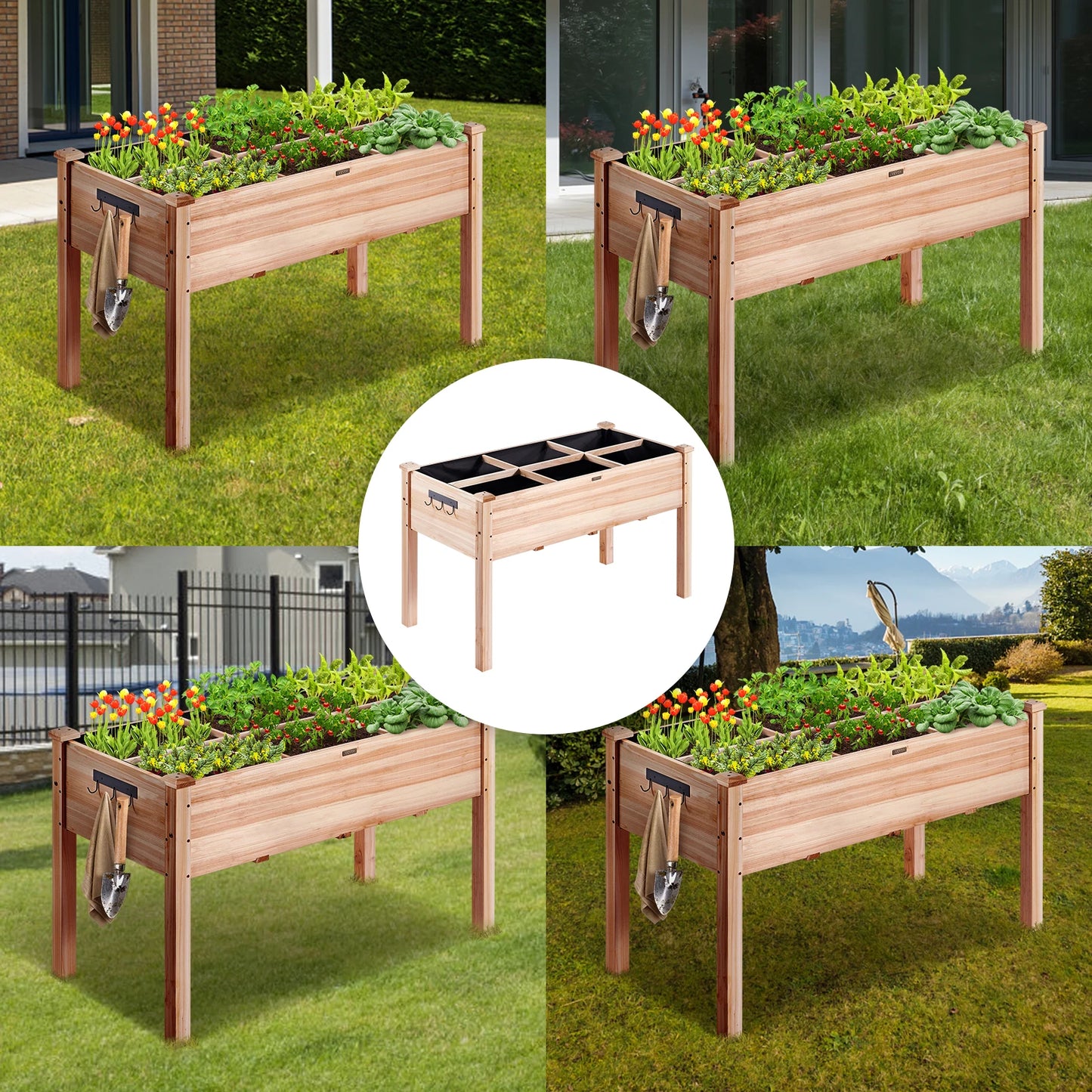 Wooden Raised Garden Bed Planter Box Elevated/Floor