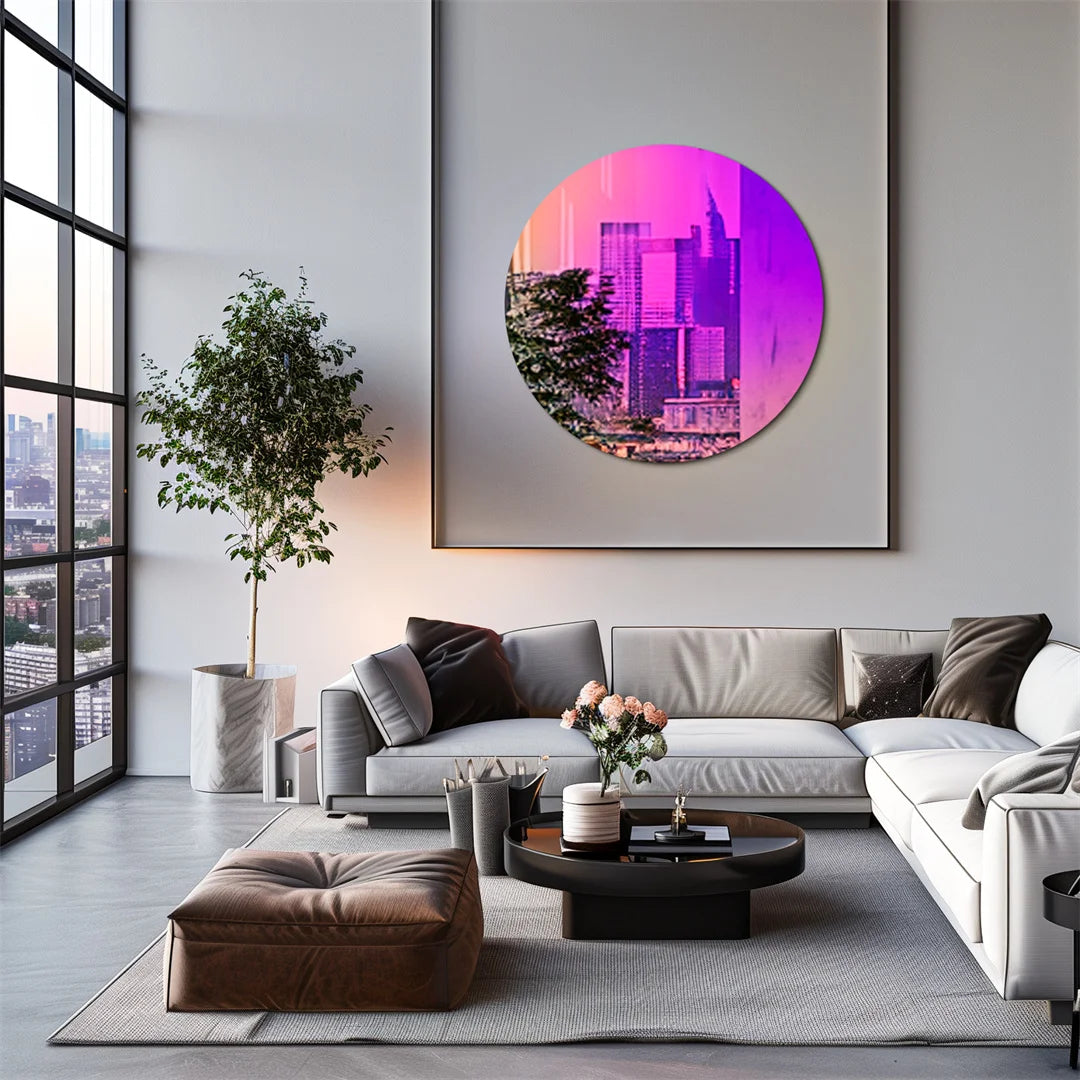 Round Iridescent Wall Mirror Rainbow Color