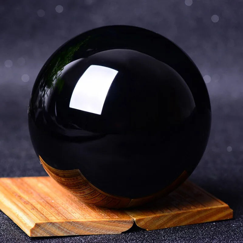 Large Natural Black Obsidian Quartz Crystal Sphere - Serenity Syngery Shop 