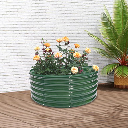 Round Raised Garden Bed, Outdoor Metal Flower Bed