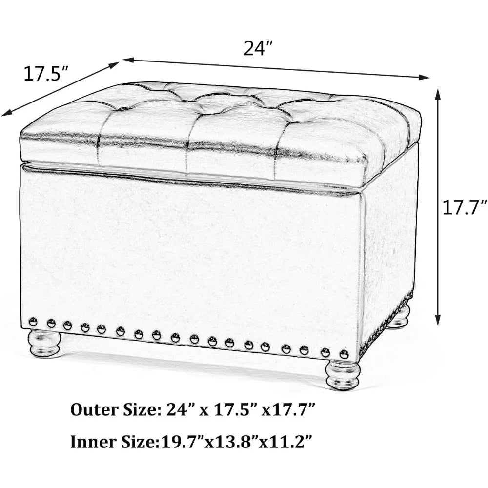 Rectangle Lift Top Storage Ottoman Bench