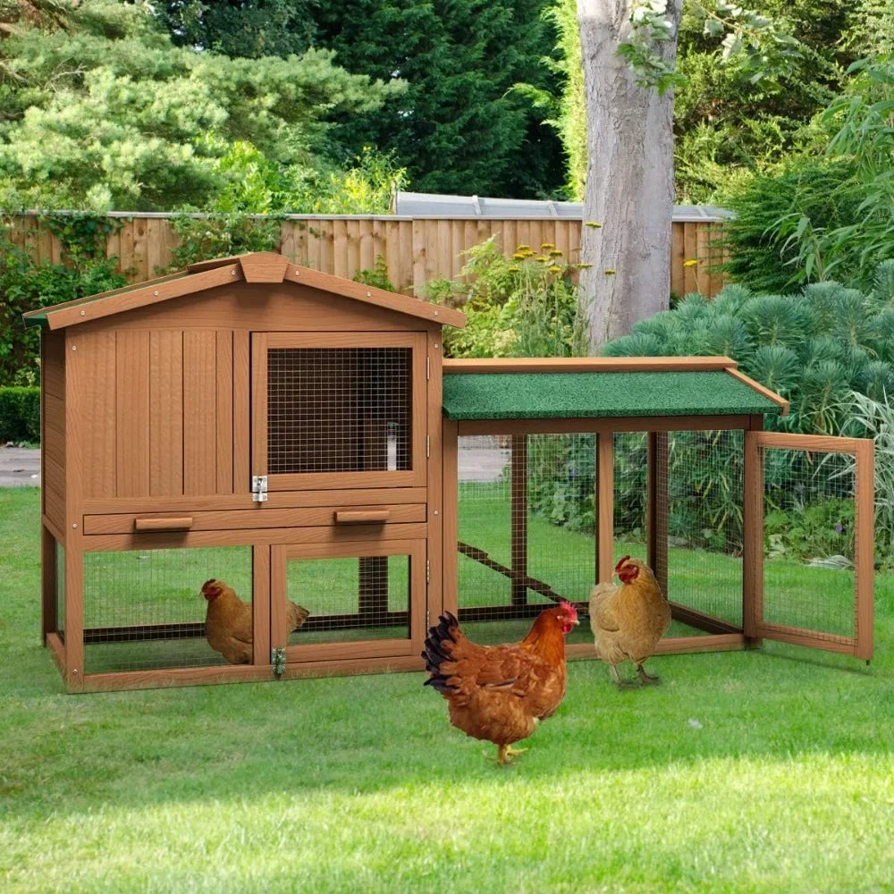 58‘’ Wooden Hen House Outdoor Backyard Garden