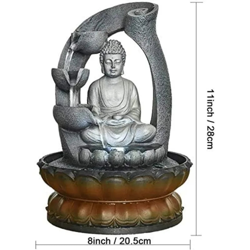 Buddha Tabletop Waterfall Fountain Meditation Relaxing Indoor Decoration