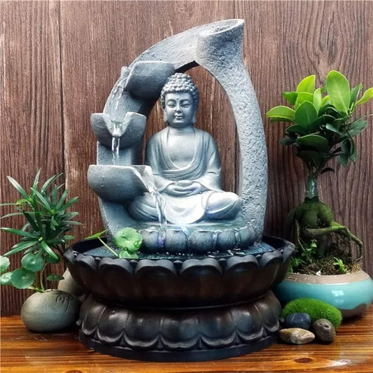 Buddha Tabletop Waterfall Fountain Meditation Relaxing Indoor Decoration