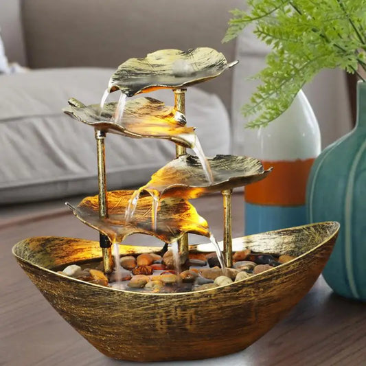 Water Fountain 4-Tiers Lotus Leaf Small Waterfall