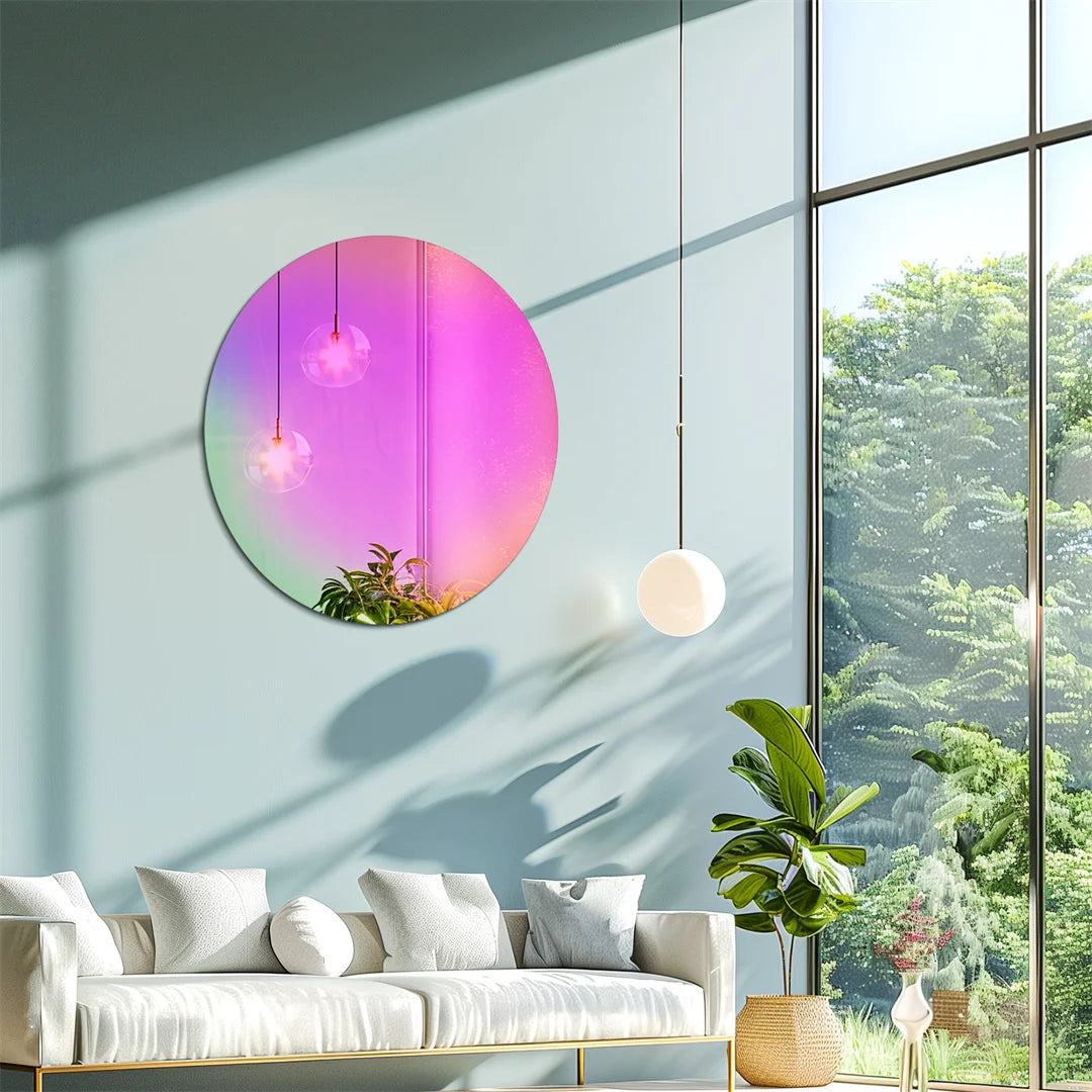 Round Iridescent Wall Mirror Rainbow Color