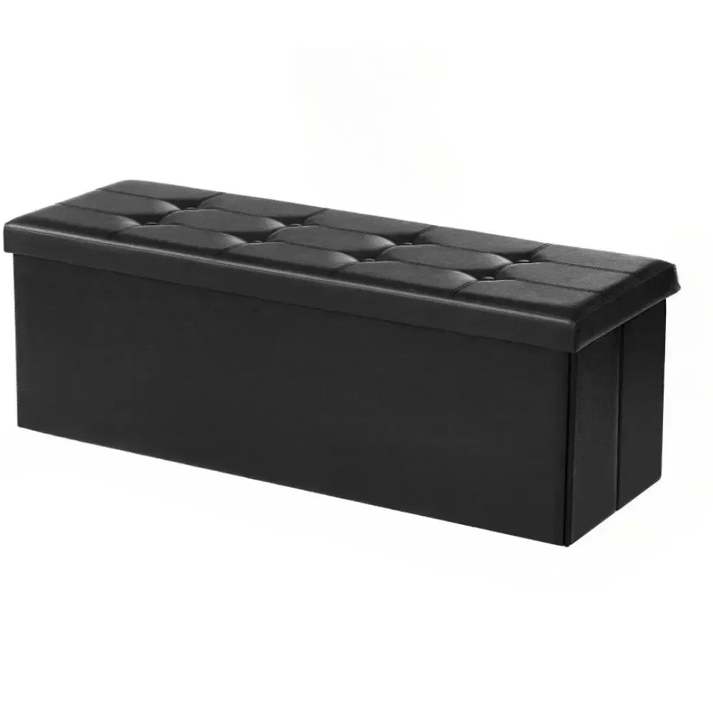 Storage Ottoman Bench Leather Footstool