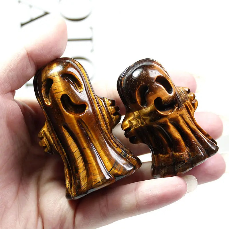 Carved Ghost Skeleton Head Carving Healing Gemstone