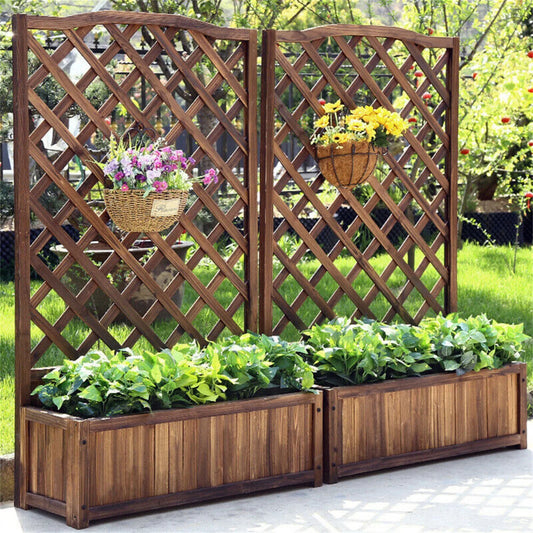 Grid Box with Climbing Trellis Standing Vertical Planter