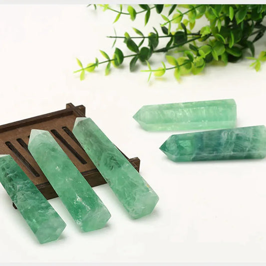 70-80mm Natural Green Fluorite Quartz Crystal Point Obelisk Hexagonal Wand Healing Meditation Treatment Stone Craft Decor Gift