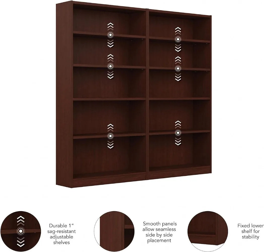 Universal Tall 5 Shelf Bookcase in Natural Cherry