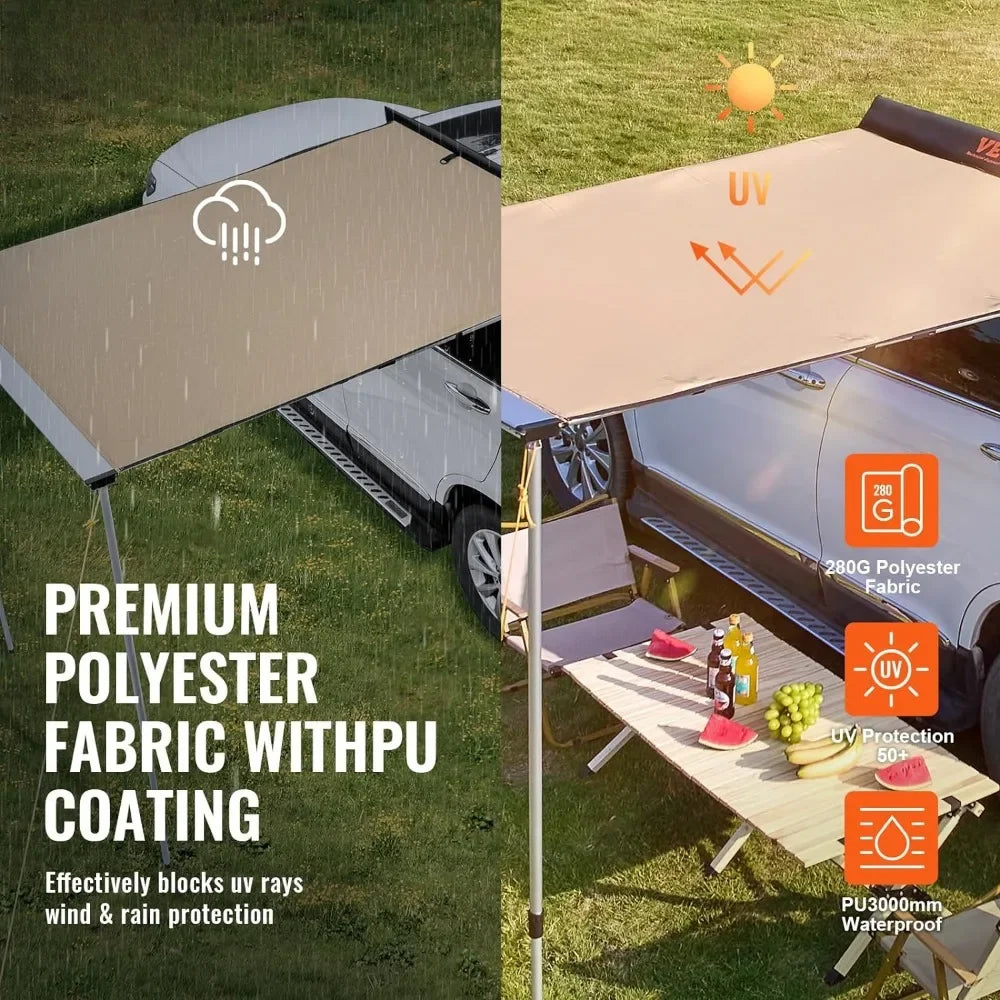 Retractable Car Side Awning With Waterproof Storage Bag